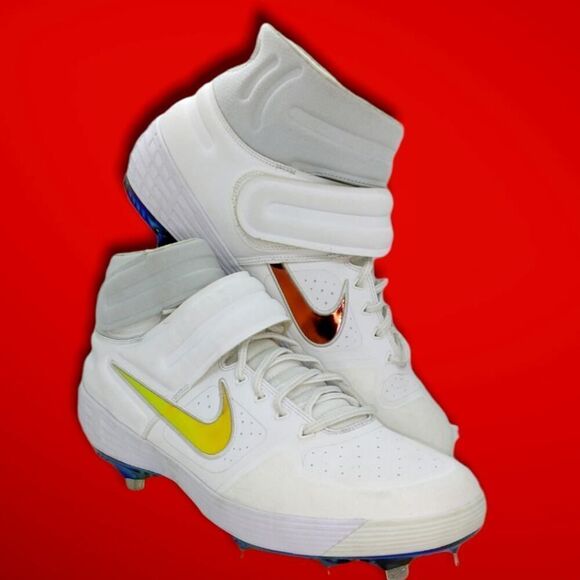 Nike Alpha Huarche Elite 2 Men's NEW White/Silver Mid Baseball Cleats - sz. 16 - Picture 1 of 6